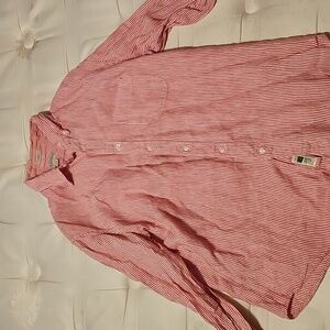 J. Crew Classic Men's Red and White Striped Button-Down Shirt